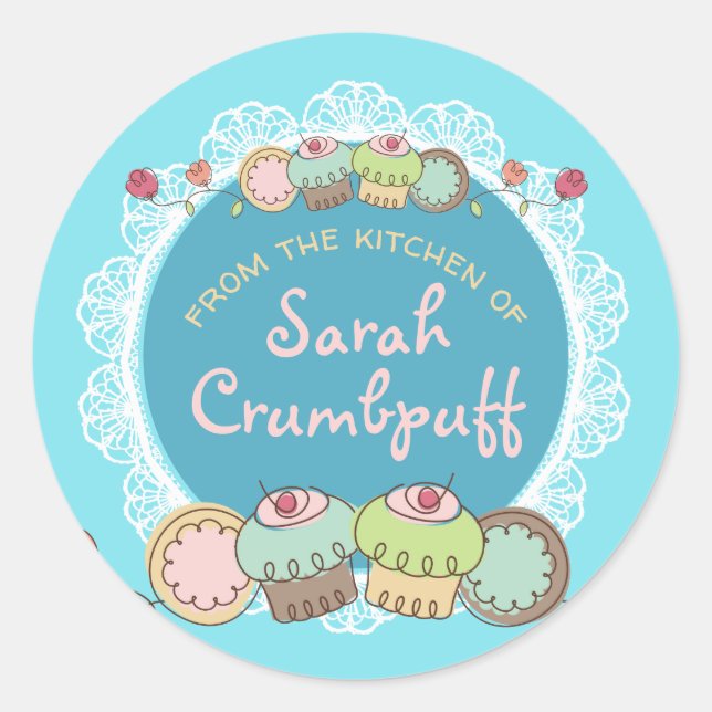 Doodles cookies cupcakes from the kitchen of classic round sticker (Front)