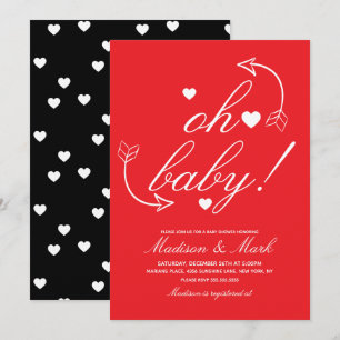 Doodles Floating Hearts Baby Shower Invitation