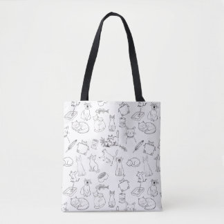 doodles for cat lovers doodlung sketch tote bag