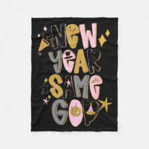 Doodles Happy New Year Same God 2026 Christian Cel Fleece Blanket