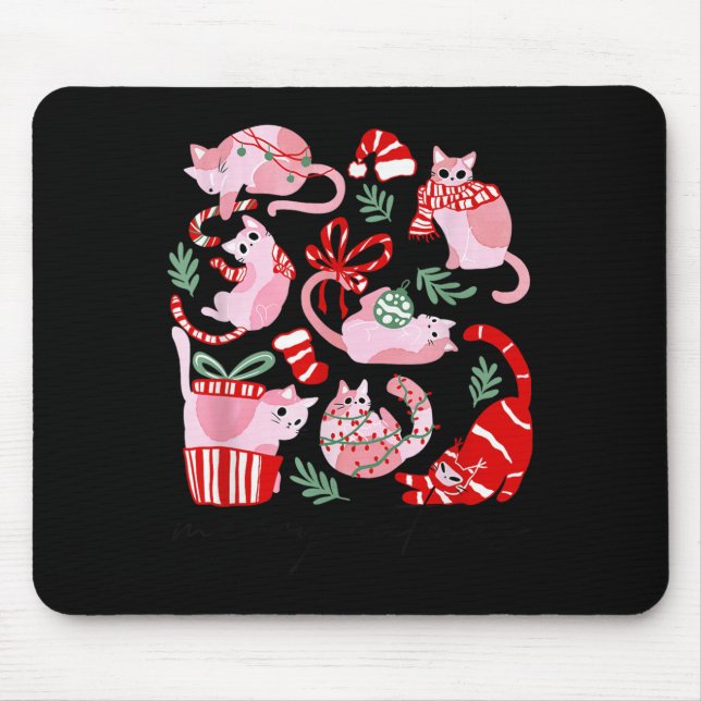 Doodles Merry Catmas Christmas Funny Cat Lover Xma Mouse Pad (Front)