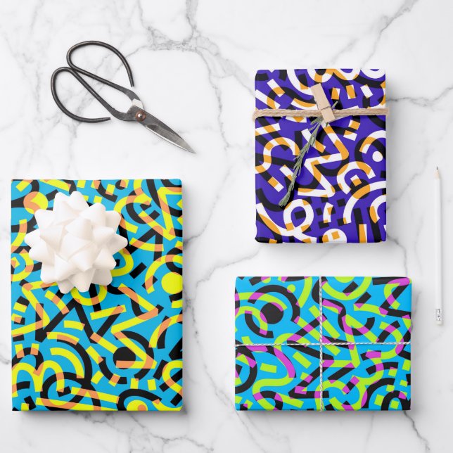 Doodles Party Wrapping Paper Sheet (Front)