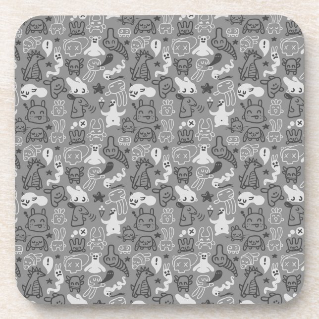 doodles pattern illustration coaster (Front)