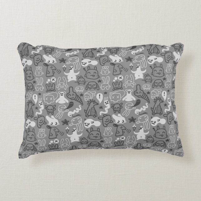 doodles pattern illustration decorative cushion (Front)