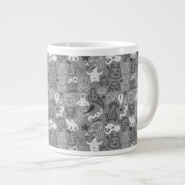 doodles pattern illustration large coffee mug (Front Right)