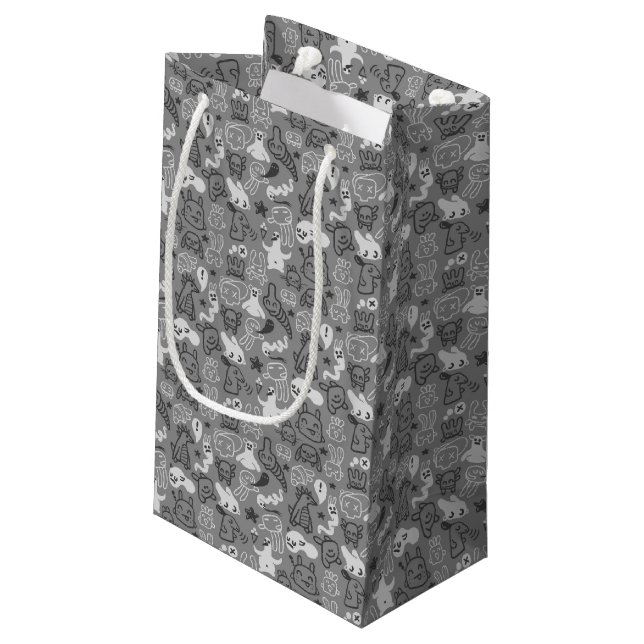 doodles pattern illustration small gift bag (Back Angled)