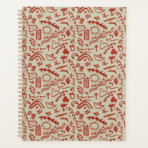 Doodles red and beige planner