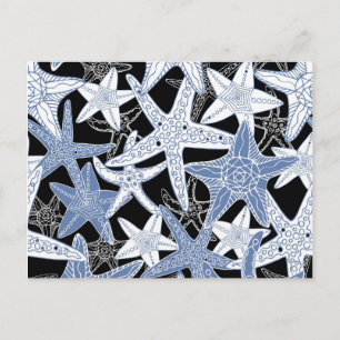 Doodles Starfish pattern nautical fun postcard