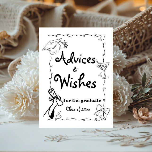 Doodles style Hand Drawn Graduation Advices & Wish Pedestal Sign (Creator Uploaded)