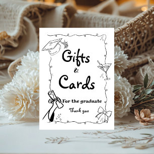Doodles style Hand Drawn Graduation Gifts and card Pedestal Sign