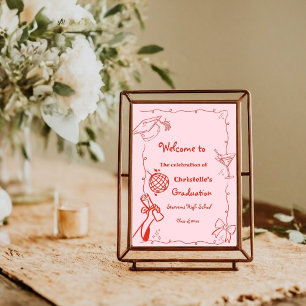 Doodles style Hand Drawn Graduation Party welcome Poster