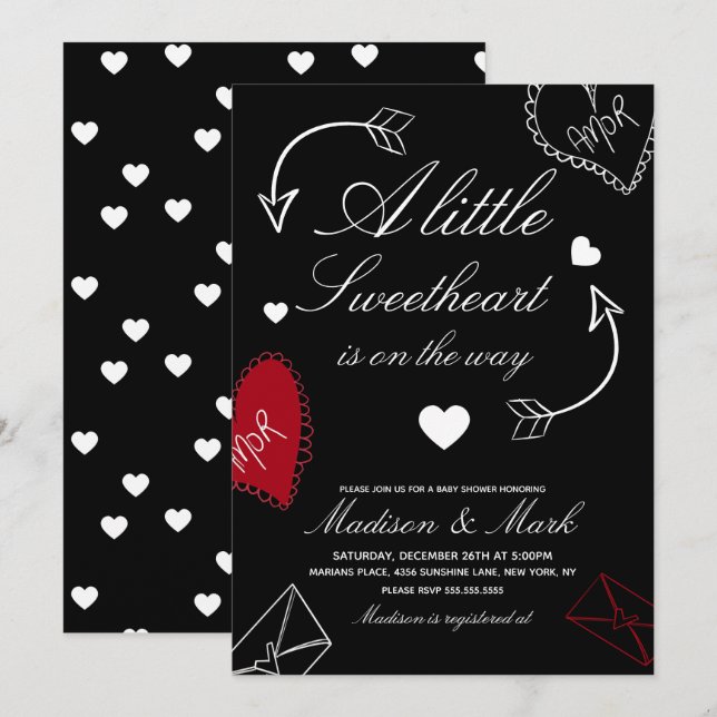 Doodles Sweetheart On the way  Baby Shower  Invitation (Front/Back)