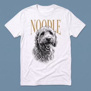 Doodlet Monochrome Pet Sketch Gold Name Tri-Blend Shirt