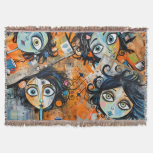 Doodlewell Sisters Morning Coffee Throw Blanket