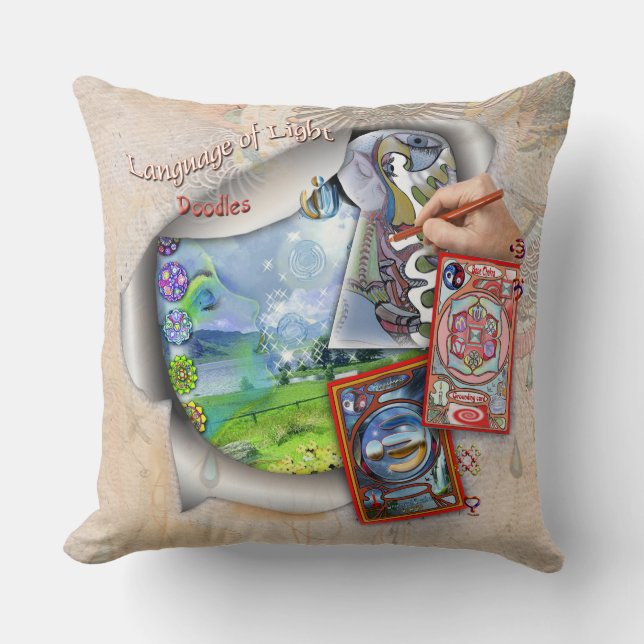 Doodling on the Language of Light Cushion (Front)