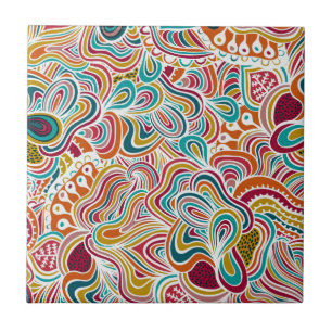 Doodling pattern ceramic tile