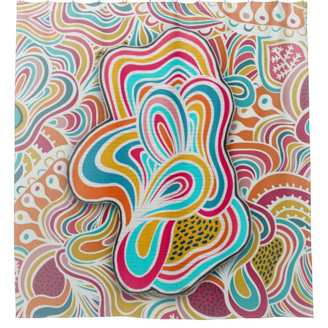 Doodling pattern party shower curtain (Front)