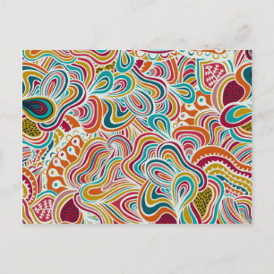 Doodling pattern postcard