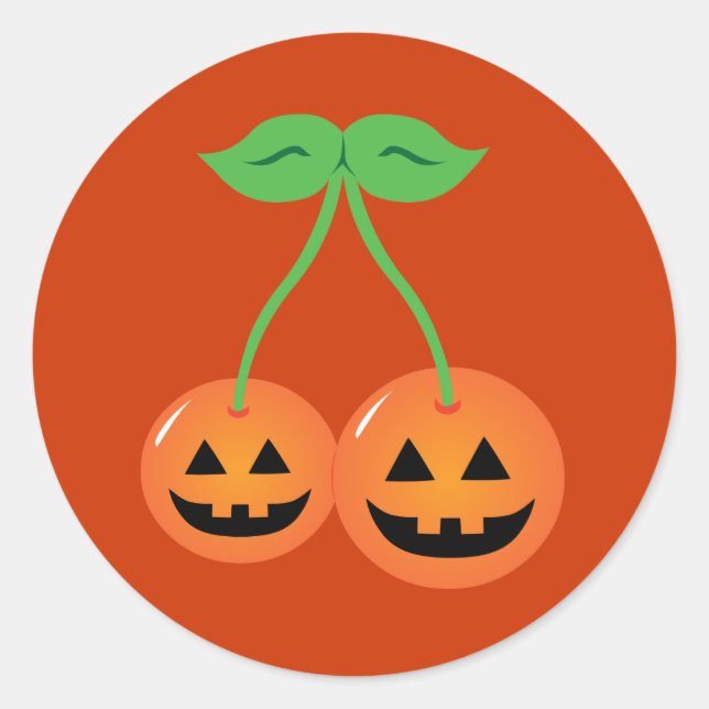 Doom Jack o' Lantern Cherries Classic Round Sticker (Front)