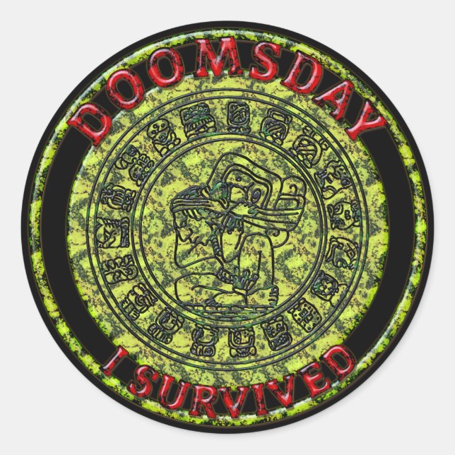 Doomsday - I survived | Maya Prophecy Classic Round Sticker (Front)