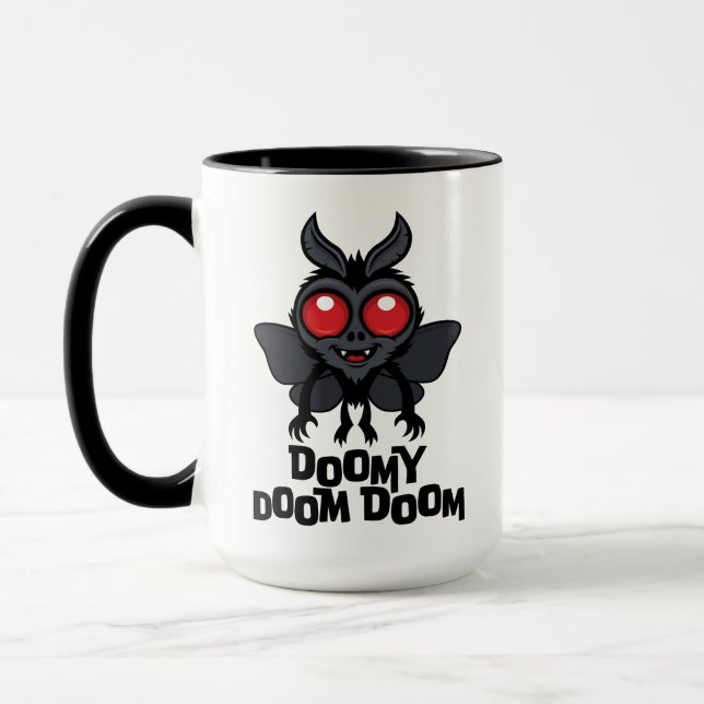 Doomy Doom Doom Cute Mothman Cryptid Mug (Left)