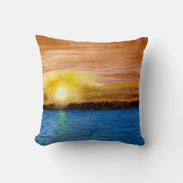 Door County Fish Creek Brilliant Evening Sunset Cushion (Front)