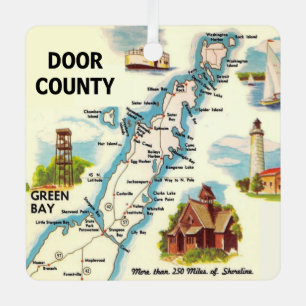 Door County Postcard Map Ornament