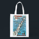 Door County WI Reusable Bag<br><div class="desc">Wonderfully colourful Door County Wisconsin postcard map repurposed! The image is on front and back but you can delete one side and customise the bag if you like.  These bags are strong and tough - very versatile!  Use for a gift - for groceries,  for books or beach!</div>