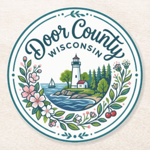 Door County Wisconsin Round Paper Coaster