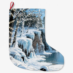 Door County Wisconsin Winter Christmas Large Christmas Stocking