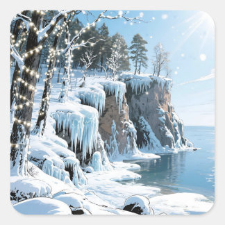 Door County Wisconsin Winter Christmas Square Sticker