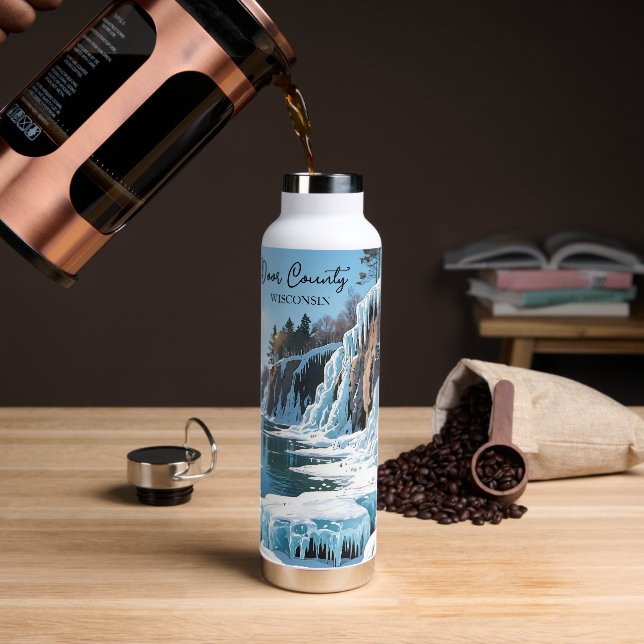 Door County  Wisconsin Winter  Water Bottle (Coffee)