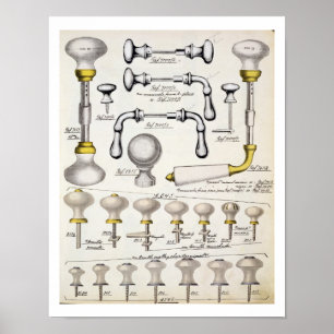 Door handles, from a trade catalogue of domestic g poster