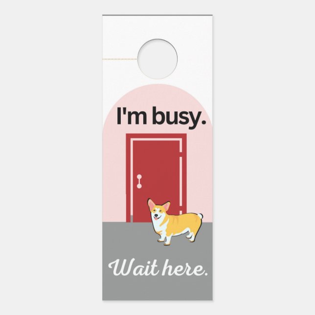 Door hanger: "Busy" and "I'm free" Corgi dog sign (Front)