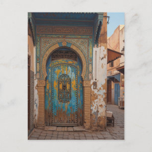 Door in Fez Morocco Travel Postcard
