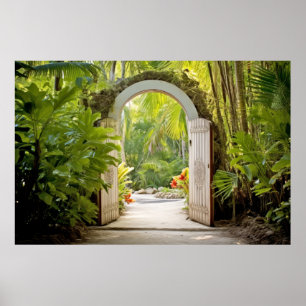 Door In Tranquil Garden Relax Inspire Poster