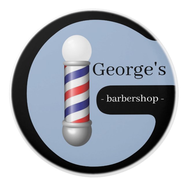 Door Knob Blue & Black Barbershop  (Front)