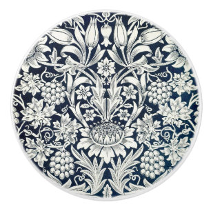 Door Knobs - Blue White Sunflower and Vines