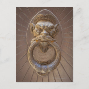 Door knocker in Siena, Italy. Postcard