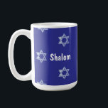 Door Mat to Say Shalom Coffee Mug<br><div class="desc">Mug which welcomes friends with a Shalom! Stars of David too. Use Zazzle filters to change hues if wish. Personalise with family name too.</div>