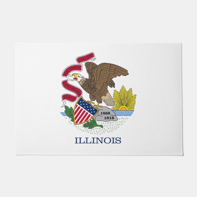 Door Mat with Flag of Illinois State, USA (Front)