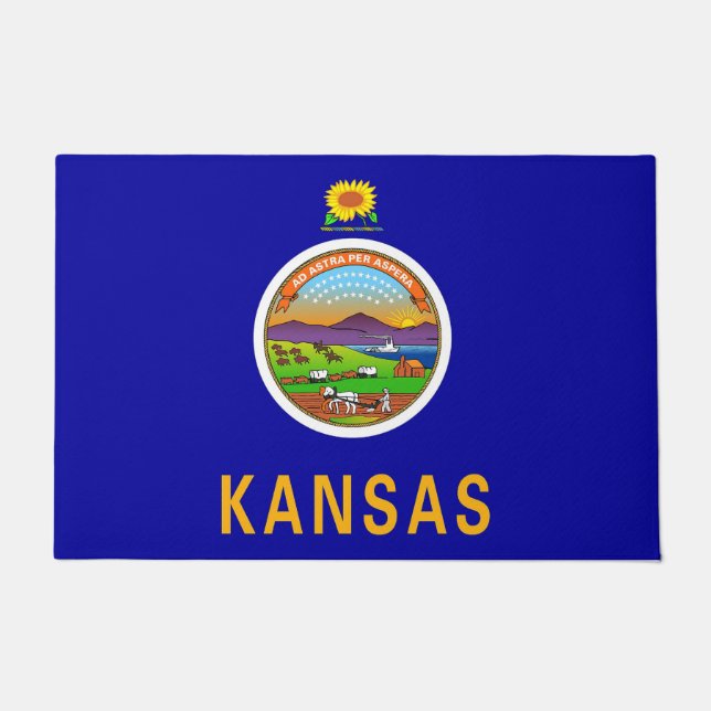 Door Mat with Flag of Kansas State, USA (Front)
