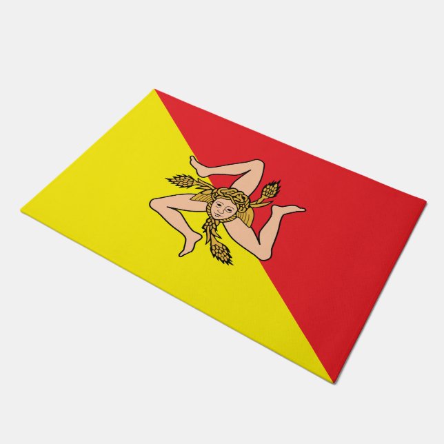 Door Mat with Flag of Sicily (Angled)