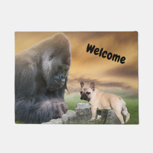 door mat with French bulldogge etc. gorilla