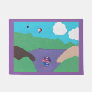 Door Mat with Mountain and Lake Scene