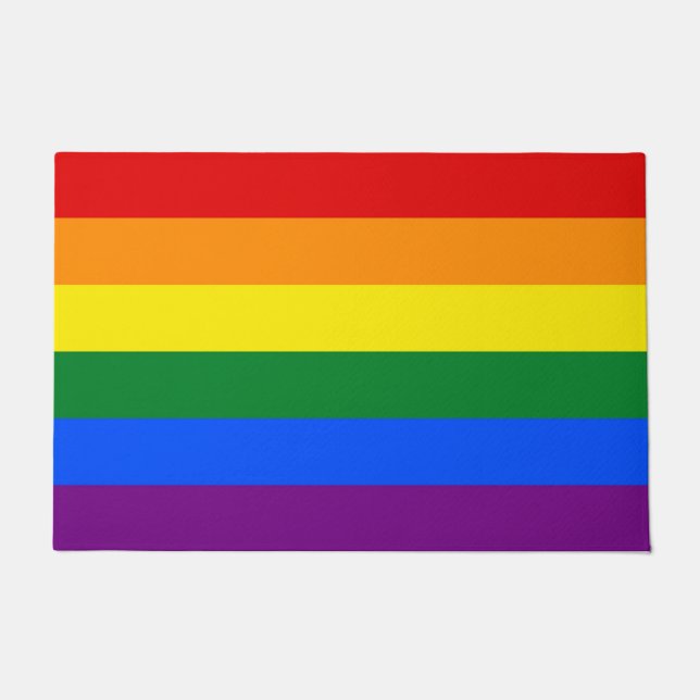 Door Mat with Rainbow Pride Flag of LGBT (Front)