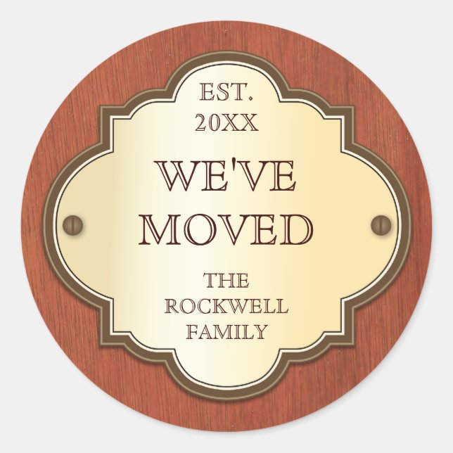 Door Plaque Moving Announcement Sticker (Front)