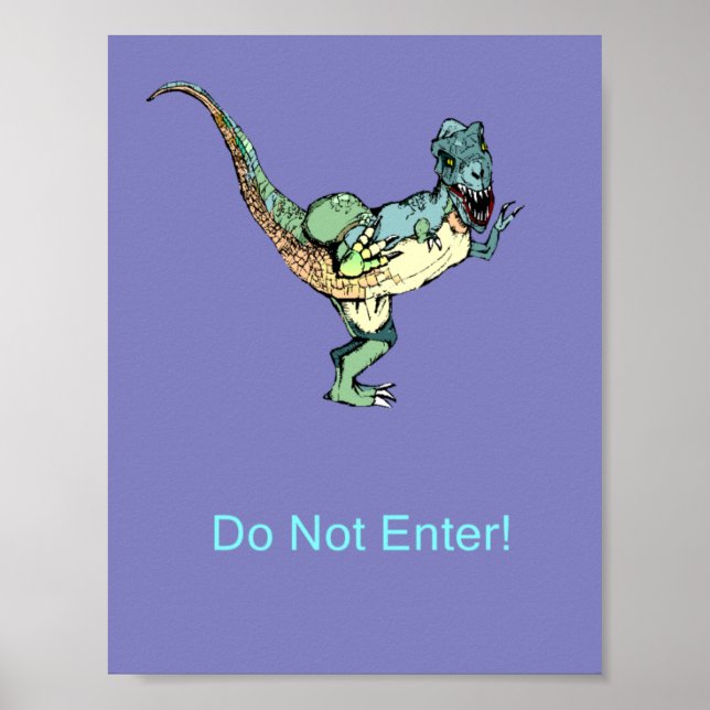 Door Poster Do Not Enter! - Dinosaur (Front)