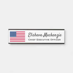 Door Sign Signs Office Name Plate American Flag