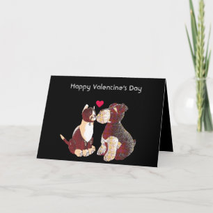 Door Stop Dog and Cat Editable Valentine's Card